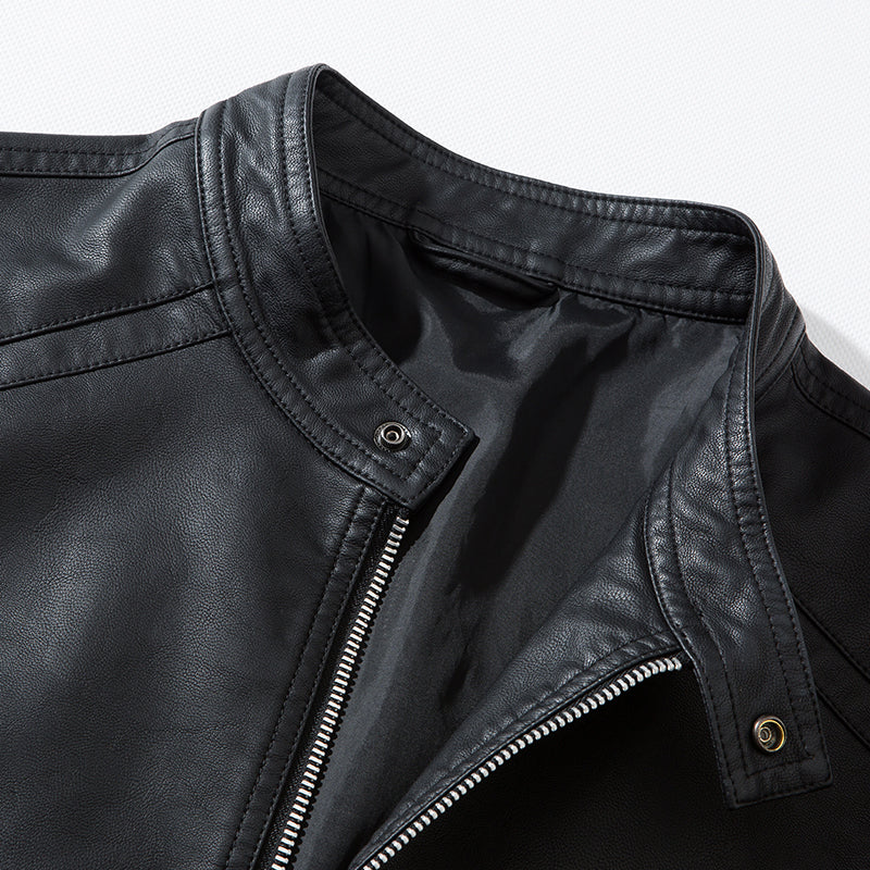 Funki Findz | Jackets | Men's Faux Leather Stand Collar Jacket