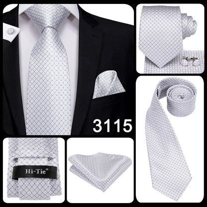 Funki Findz | Neckties | Men's 3pcs White Silk Wedding Tie Sets