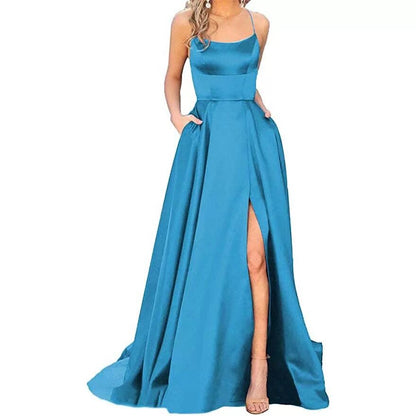Funki Findz | Dresses | Women's Elegant Long Satin Prom Dress