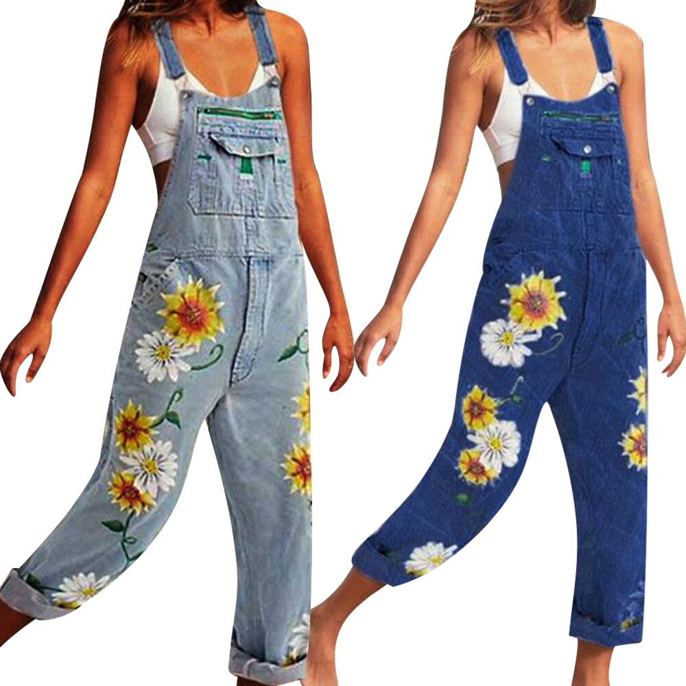 Funki Findz | Pants | Women's  Fashion Daisy Print Bib Overalls