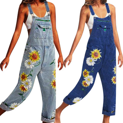 Funki Findz | Pants | Women's  Fashion Daisy Print Bib Overalls
