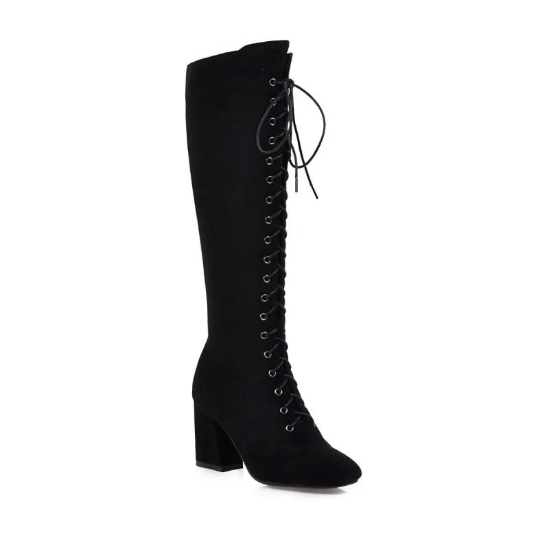 Funki Findz | Boots | Women's Suede Lace Up Knee High Boots