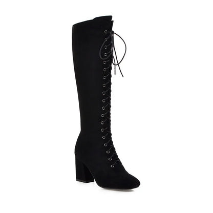 Funki Findz | Boots | Women's Suede Lace Up Knee High Boots