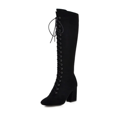 Funki Findz | Boots | Women's Suede Lace Up Knee High Boots