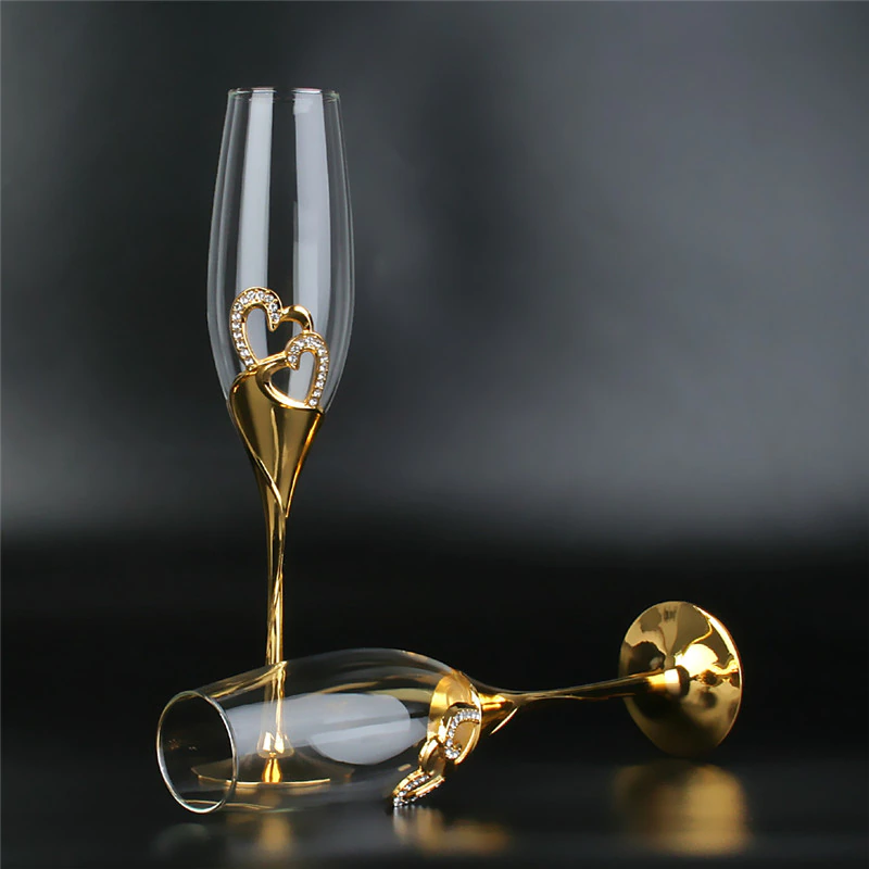 Funki Findz | Glasses | Wedding Champagne Flutes | Gold Heart