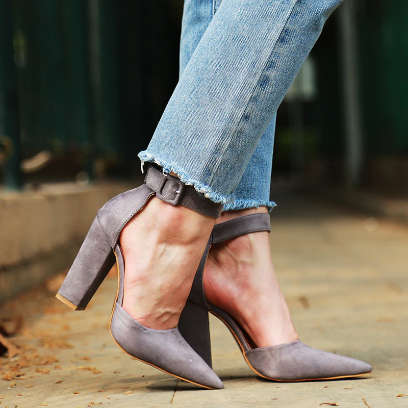 Funki Findz | Shoes | Women's High Block Heel Flock Party Shoe