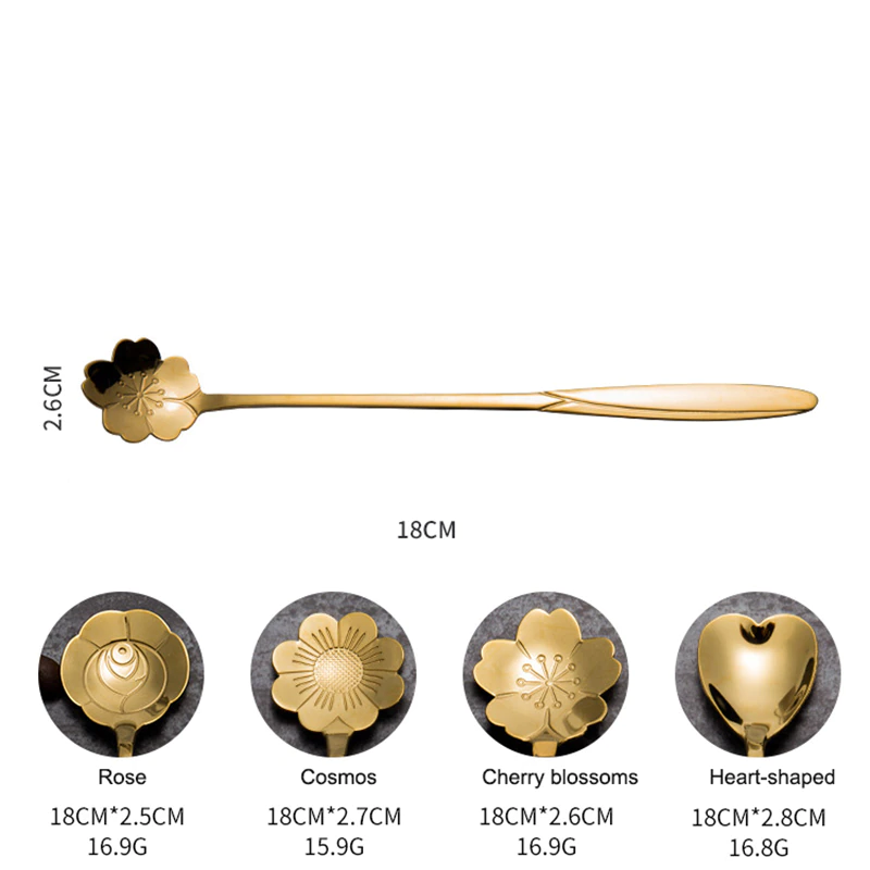 Funki Findz | Spoons |  Flower Spoons | Long Handle Spoons 4Pc