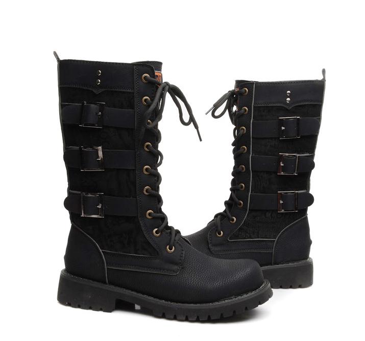 Funki Findz | Boots | Men's Gothic Motorcycle Mid-Calf Boots