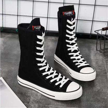 Funki Findz | Boots | Women's Calf-High Flat Canvas Sneakers