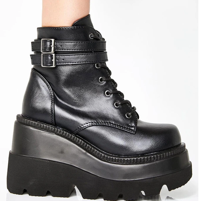 Funki Findz | Boots | Women's High Platform Buckle Ankle Boots