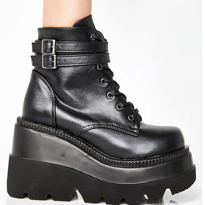 Funki Findz | Boots | Women's High Platform Buckle Ankle Boots