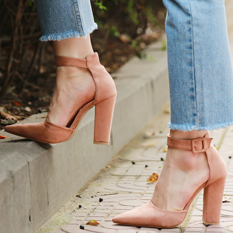 Funki Findz | Shoes | Women's High Block Heel Flock Party Shoe