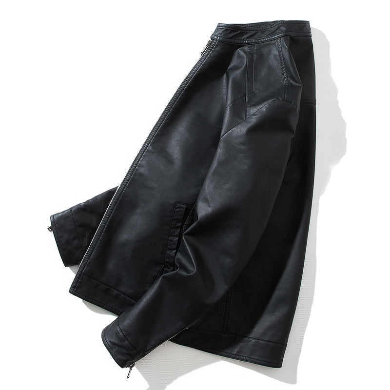 Funki Findz | Jackets | Men's Faux Leather Stand Collar Jacket