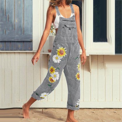 Funki Findz | Pants | Women's Sunflower Denim Bib Overalls