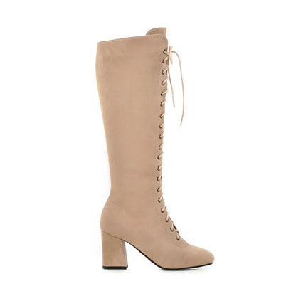 Funki Findz | Boots | Women's Suede Lace Up Knee High Boots