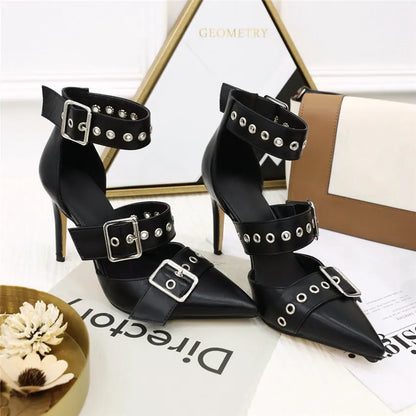 Funki Findz | Shoes | Women's Punk Buckle Strap Rivet Stilettos