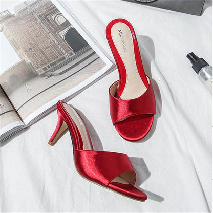 Funki Findz | Shoes | Women's Low Heeled Bridal Satin Slides