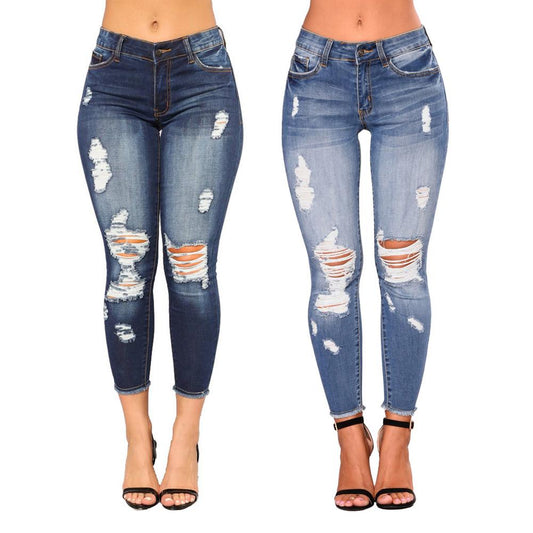Funki Findz | Pants | Women's High Waist Denim Ripped Jeans