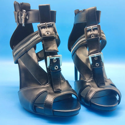 Funki Findz | Shoes | Women's Buckle Strap Zip Stiletto Sandals