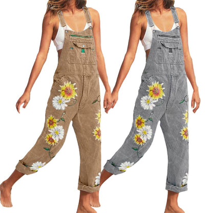 Funki Findz | Pants | Women's Sunflower Denim Bib Overalls