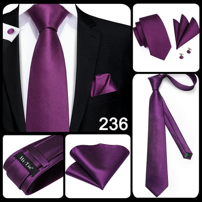 Funki Findz | Neckties | Men's Purple Silk Wedding 3Pcs Tie Set