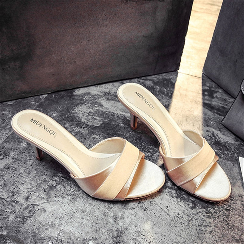 Funki Findz | Shoes | Women's Luxury Satin Low Heel Slides
