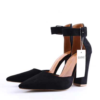 Funki Findz | Shoes | Women's High Block Heel Flock Party Shoe
