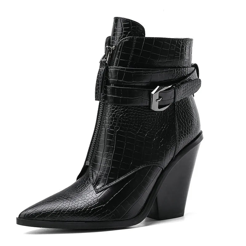 Funki Findz | Boots | Women's Pointed Toe Zip Up Ankle Boots