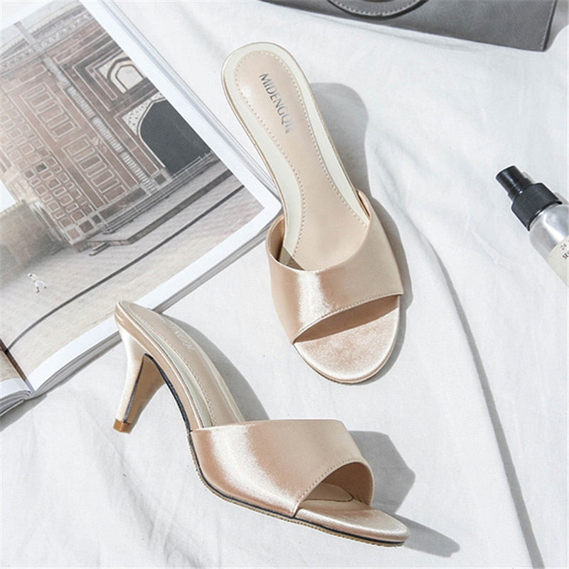 Funki Findz | Shoes | Women's Luxury Satin Low Heel Slides