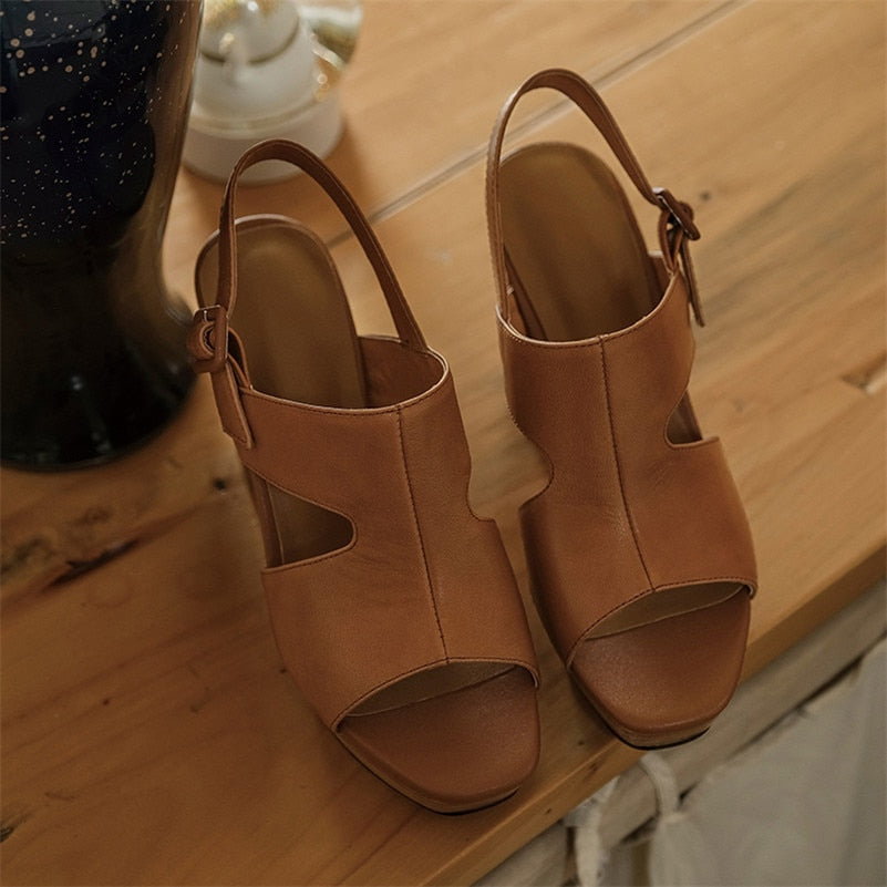 Funki Findz | Shoes | Women's Real Leather Block Heel Sandals