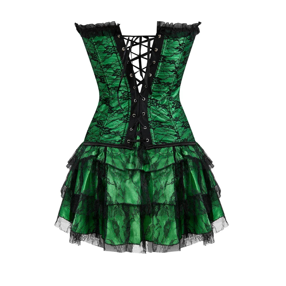 Funki Findz | Dresses | Women's Gothic Satin Lace Corset Dress