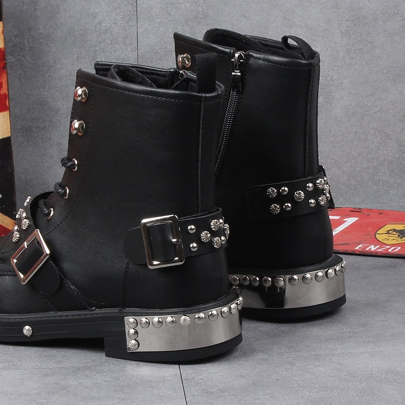 Funki Findz | Boots | Men's Leather Gothic Rivet Ankle Boots
