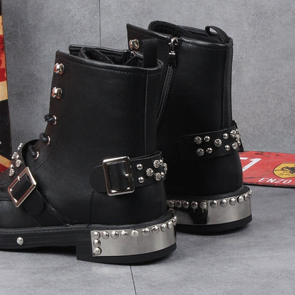Funki Findz | Boots | Men's Leather Gothic Rivet Ankle Boots