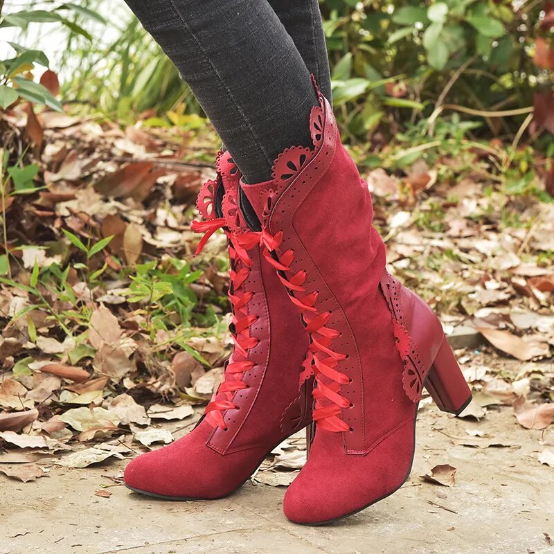 Funki Findz | Boots | Women's Steampunk Lace Top Granny Boot