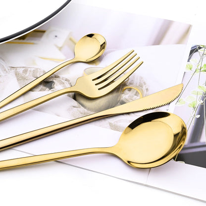 Funki Findz | Cutlery Sets | Gold Stainless Steel Mirror Polish 24 Set
