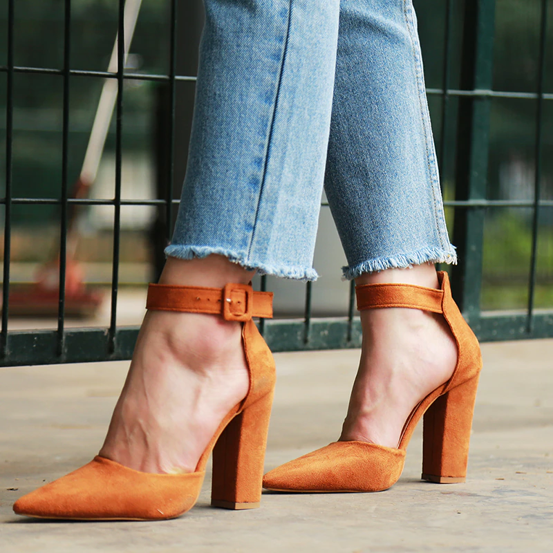 Funki Findz | Shoes | Women's High Block Heel Flock Party Shoe