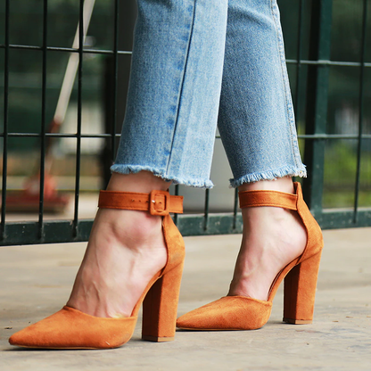 Funki Findz | Shoes | Women's High Block Heel Flock Party Shoe