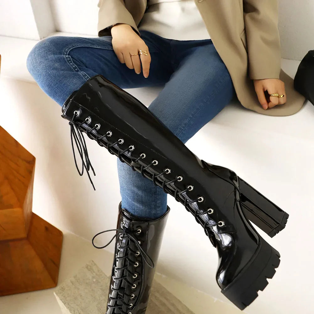 Funki Findz | Boots | Women's Motorcycle Chunky Platform Boots