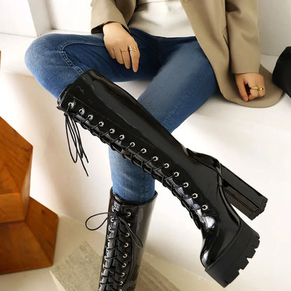 Funki Findz | Boots | Women's Motorcycle Chunky Platform Boots