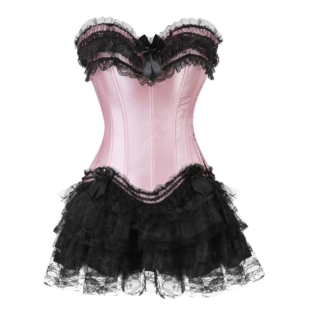 Funki Findz | Dresses | Women's Gothic Satin Lace Corset Dress
