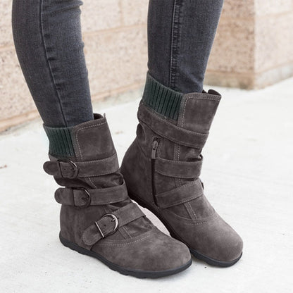 Funki Findz | Boots | Women's Buckled Suede Snow Ankle Boots