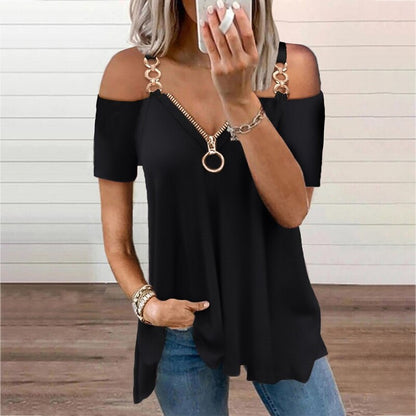 Funki Findz | Shirts | Women's Solid Black Buckle Zipper Shirt