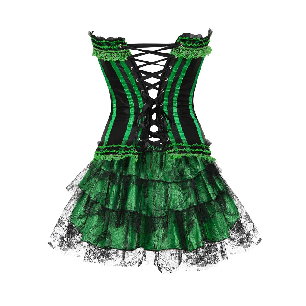 Funki Findz | Dresses | Women's Gothic Satin Lace Corset Dress