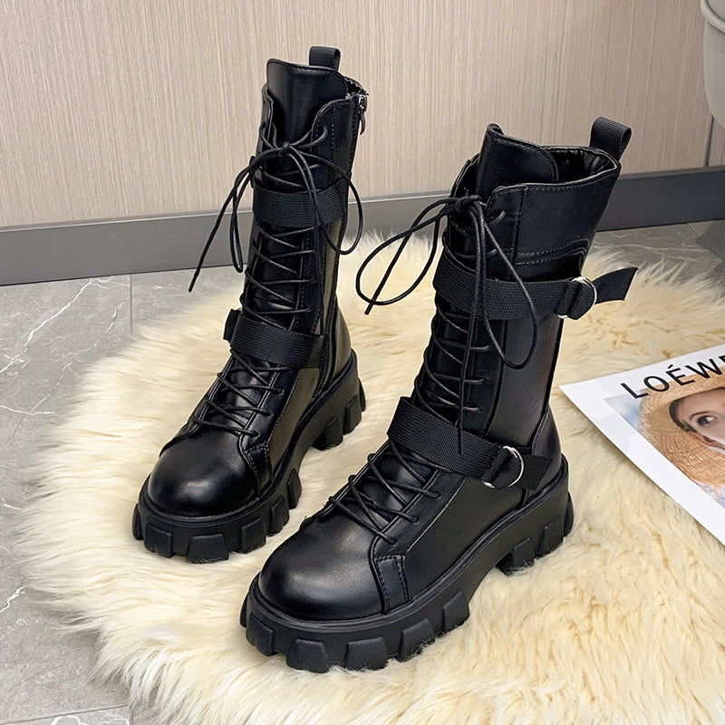 Funki Findz | Boots | Women's Lace-Up Combat Boots Biker Boot
