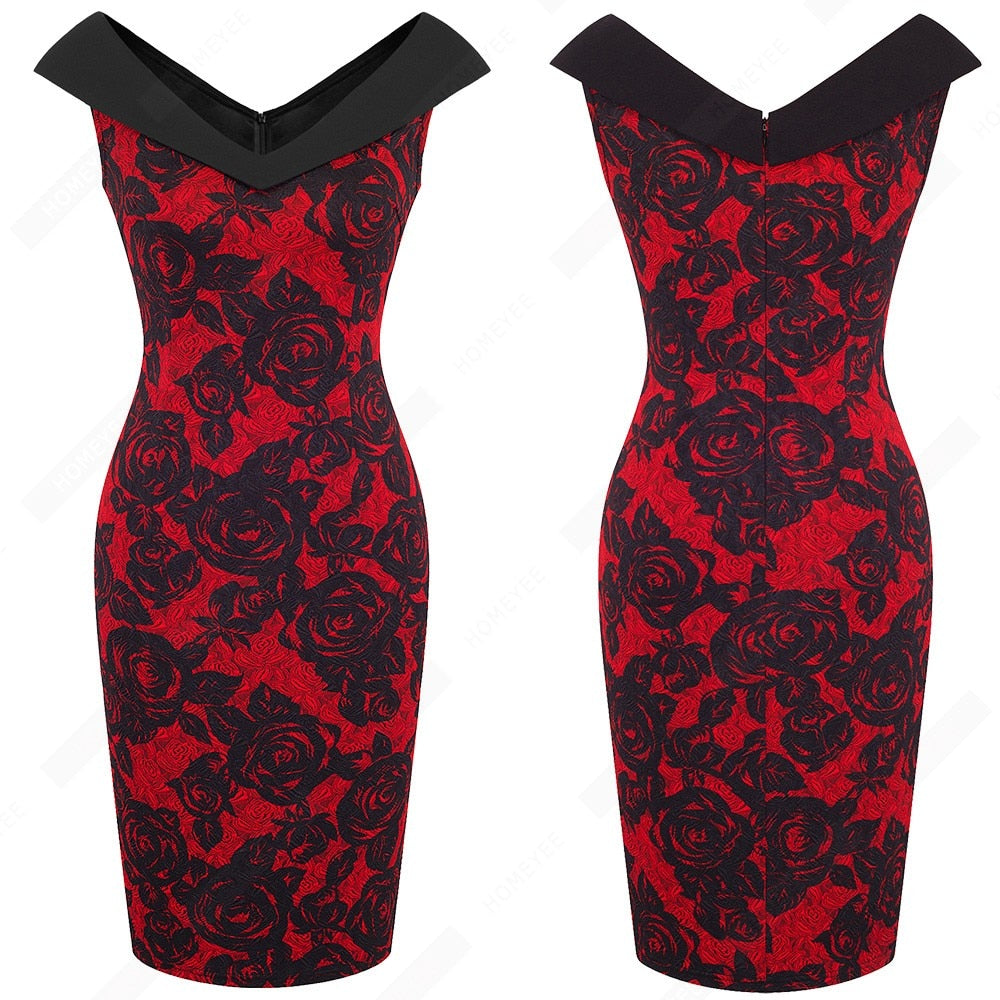 Funki Findz | Dresses | Women's Floral Cocktail Pencil Dress