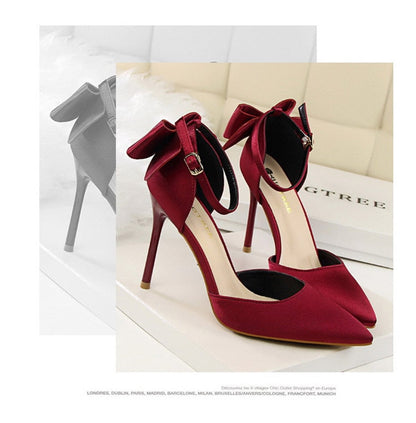 Funki Findz | Shoes | Women's Elegant Silk Bow Stiletto Pumps