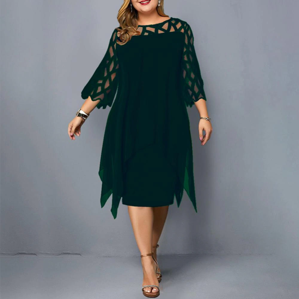 Funki Findz | Dresses | Women's Plus Size Lace Mesh Midi Dress