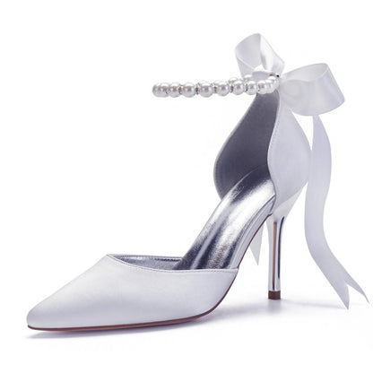 Funki Findz | Shoes | Women's Satin Pearls High Wedding Shoes