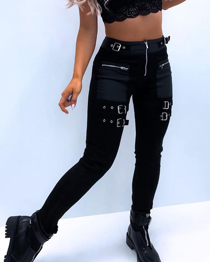 Funki Findz | Pants | Women's Gothic Punk Buckle Strap Pants