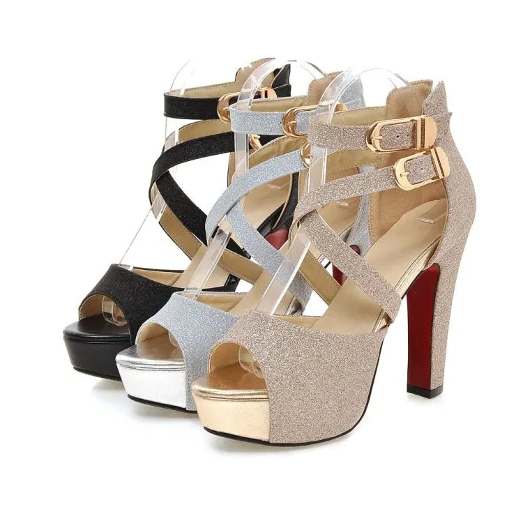 Funki Findz | Shoes | Women's Gold Glitter Platform Sandals